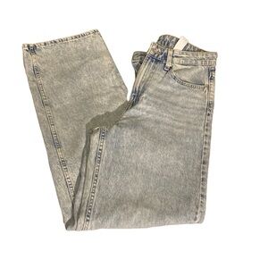 H&M Loose Straight High Waist Ripped Denim Jeans